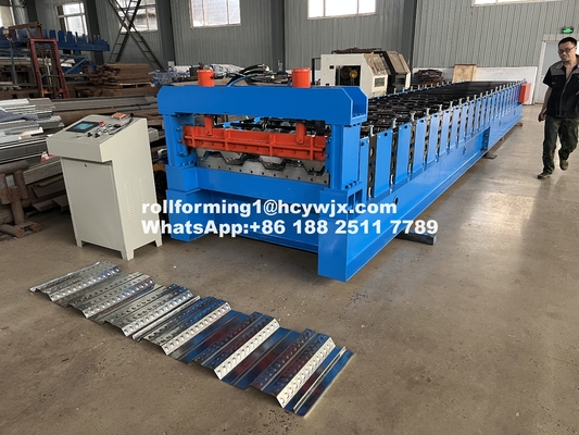 液圧 11 11 5.5KW モーター 床 デッキ ロール 形成 機械 8-12m/min 速度 PLC 制御システム