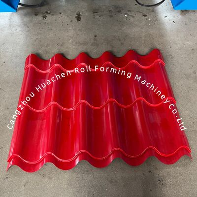 カラー鋼板屋根材用、カスタム13-22成形ステーション金属屋根瓦ロール成形機、380V電圧、5.5+4KWパワー
