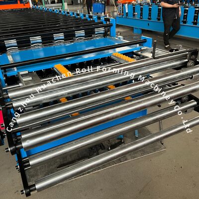 金属屋根用ダブルレイヤーロールフォーミングマシン、速度15m/分、厚さ0.3-0.6mm、チェーン駆動