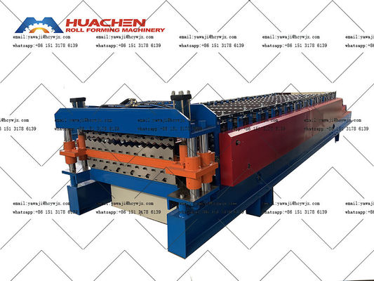 金属タイルプロファイルの製造のためのトラペゾイド・ダブルレイヤー・タイル・ロール・フォーミング・マシン