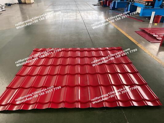 0.3～0.6mm厚屋根瓦用油圧切断PLC制御システム付き二層ロール成形機